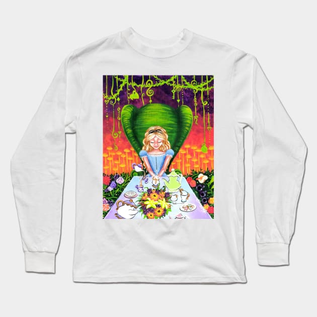 Alice In Wonderland at the Mad Hatter Tea Party Long Sleeve T-Shirt by hallieodom